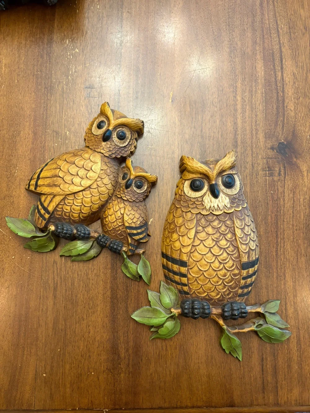 Vintage Retro 70s Owl Wall Decor Set - Rustic Woodland Accent